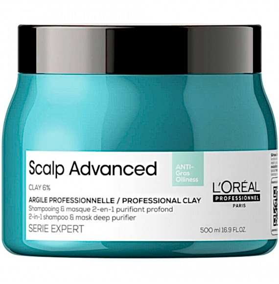 Loreal Scalp Advanced sampon-masca cu argila pentru scalp gras - 500ml Loreal Scalp Advanced sampon-masca cu argila pentru scalp gras - 500ml