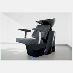 Salonshop - unitate de spalare - bazin/vas negru - scaun gri inchis - scafa