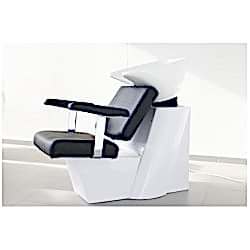 Salonshop - unitate de spalare - bazin/vas alb/scaun negru - scafa