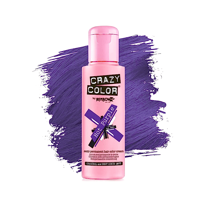 Nr. 62. - Hot Purple - Crazy Color - Vopsea de păr semipermanentă - 100 ml Nr. 62. - Hot Purple - Crazy Color - Vopsea de păr semipermanentă - 100 ml