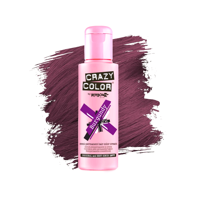 Nr. 61. - Burgundy - Crazy Color - Vopsea de păr semipermanentă - 100 ml Nr. 61. - Burgundy - Crazy Color - Vopsea de păr semipermanentă - 100 ml