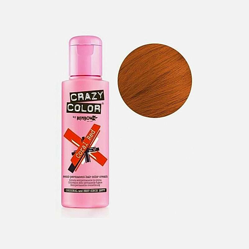 Nr. 57. - Coral Red - Crazy Color - Vopsea de păr semipermanentă - 100 ml Nr. 57. - Coral Red - Crazy Color - Vopsea de păr semipermanentă - 100 ml