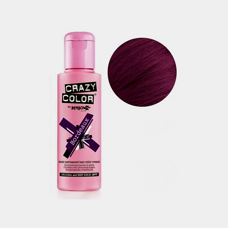 Nr. 51. - Bordeaux - Crazy Color - Vopsea de păr semipermanentă - 100 ml Nr. 51. - Bordeaux - Crazy Color - Vopsea de păr semipermanentă - 100 ml
