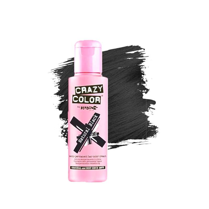 Nr. 32. - Natural Black - Crazy Color - Vopsea de păr semipermanentă - 100 ml Nr. 32. - Natural Black - Crazy Color - Vopsea de păr semipermanentă - 100 ml