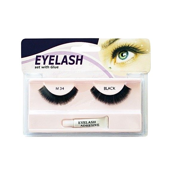 Gene false cu adeziv - M34 - Eyelash set with glue Gene false cu adeziv - M34 - Eyelash set with glue